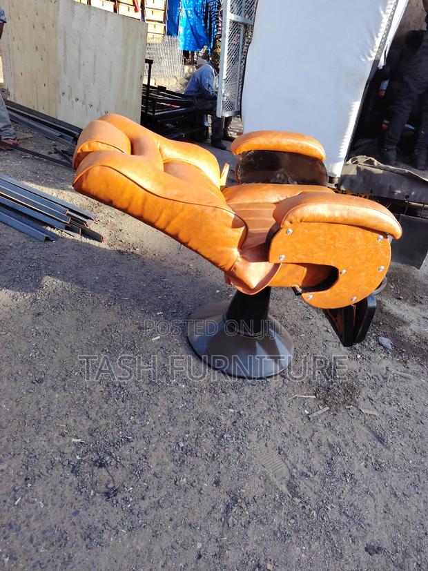 Brown Covered Barber Chairs - main view
