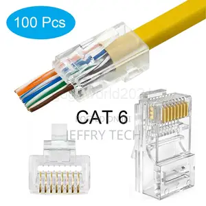 100pcs Rj45 Pass Through Modular Plug Network Cable Connector End Cat6
