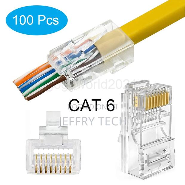 100pcs Rj45 Pass Through Modular Plug Network Cable Connector End Cat6 - main view