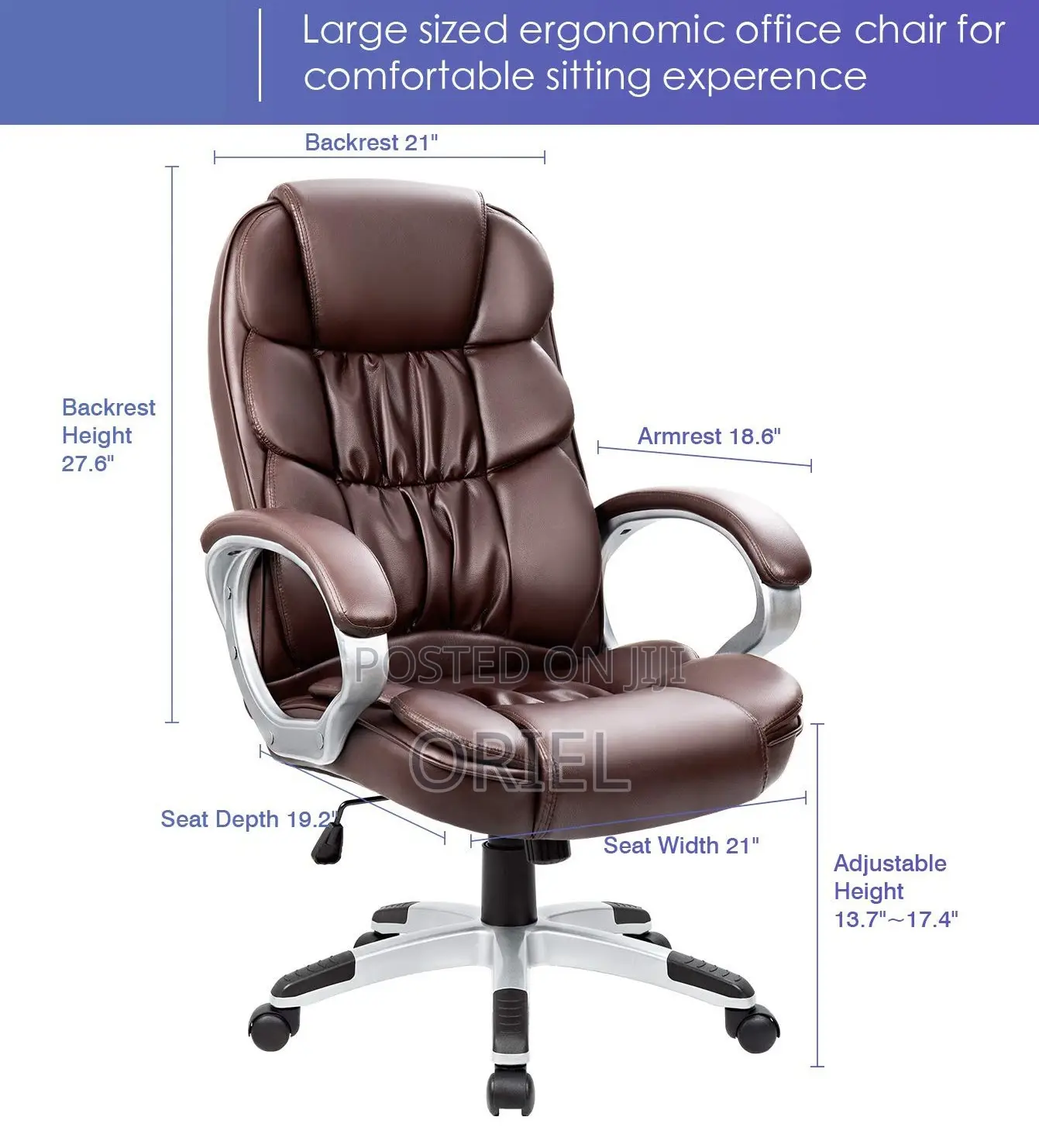 Executive Office Chair : Ergonomic Executive Brown Leather Chair