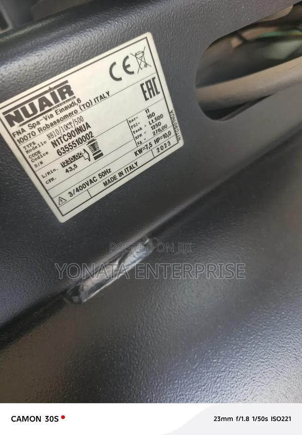 7.5kw 500l Nuair Air Compressor (Made in Italy?) - thumbnail 2