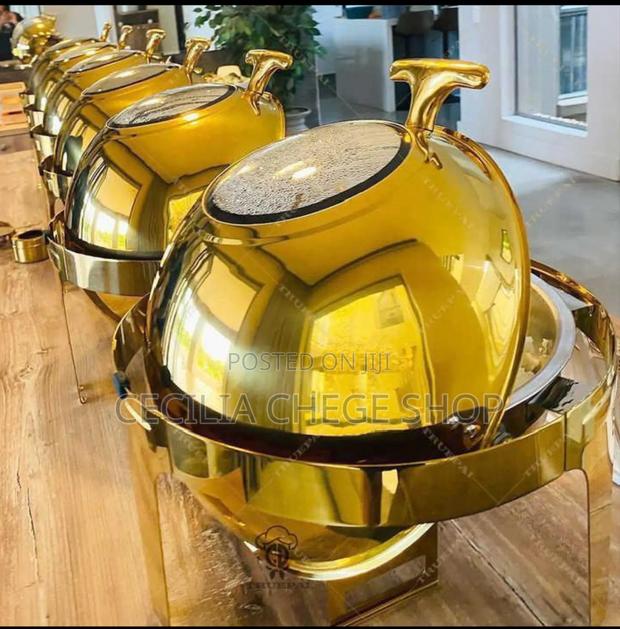Roll Top Chaffing Dishes Gold