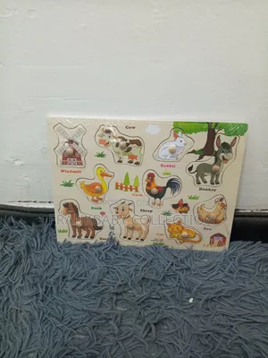 Wooden Farm Animals Peg Puzzle Board