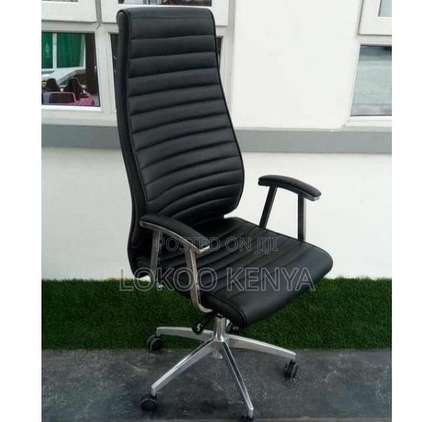 Office Chair; Black Leather Executive High Back Office Chair - thumbnail 7