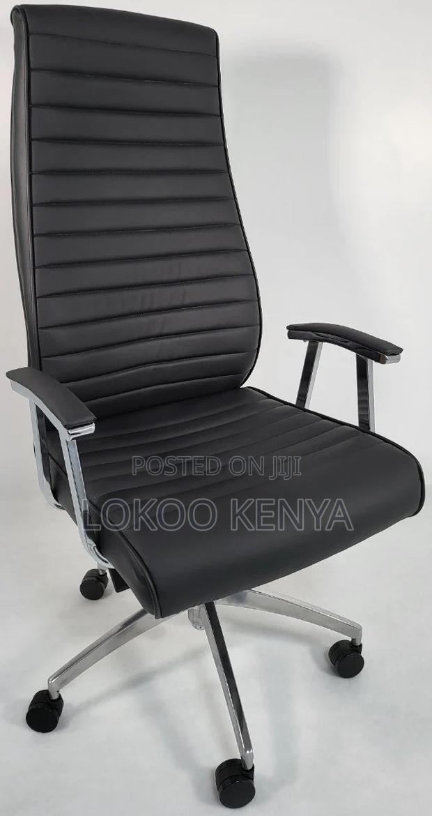 Office Chair; Black Leather Executive High Back Office Chair - thumbnail 8