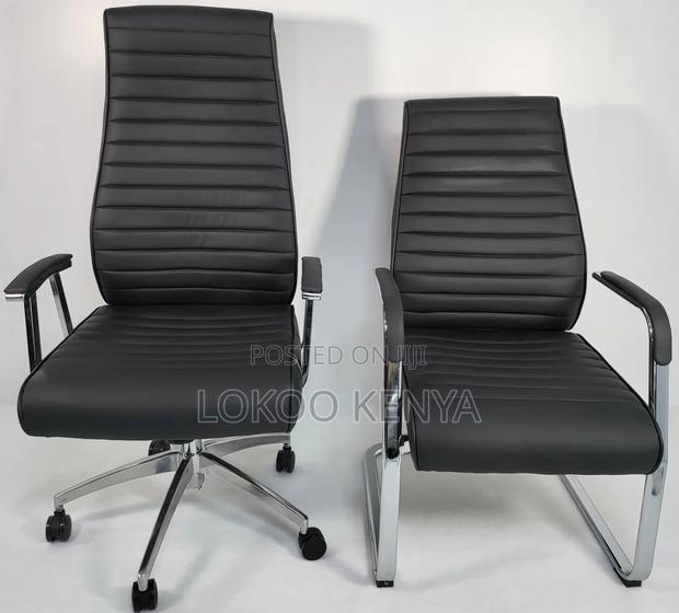 Office Chair; Black Leather Executive High Back Office Chair - thumbnail 13