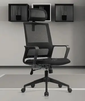 Office Chair : Fabric Ergonomic Office Chair With Adjustable Headrest