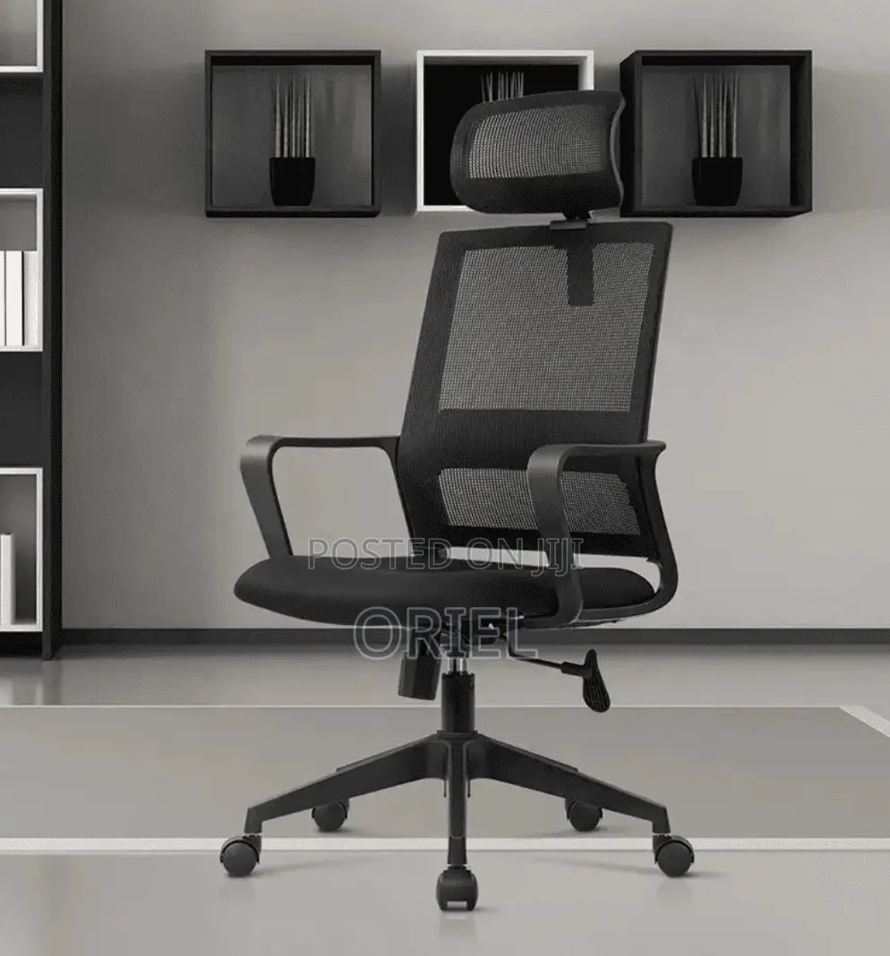 Office Chair : Fabric Ergonomic Office Chair With Adjustable Headrest