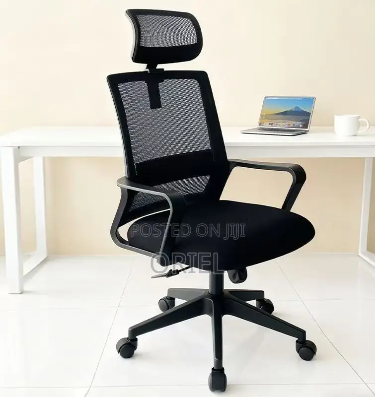 Office Chair : Fabric Ergonomic Office Chair With Adjustable Headrest