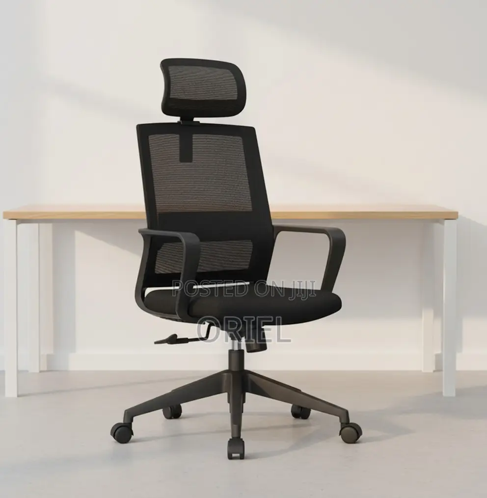 Office Chair : Fabric Ergonomic Office Chair With Adjustable Headrest
