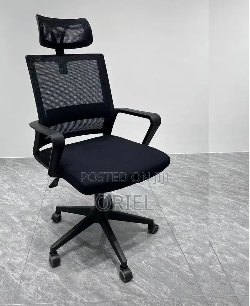 Office Chair : Fabric Ergonomic Office Chair With Adjustable Headrest