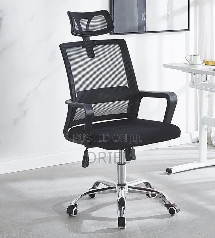 Office Chair : Fabric Ergonomic Office Chair With Adjustable Headrest