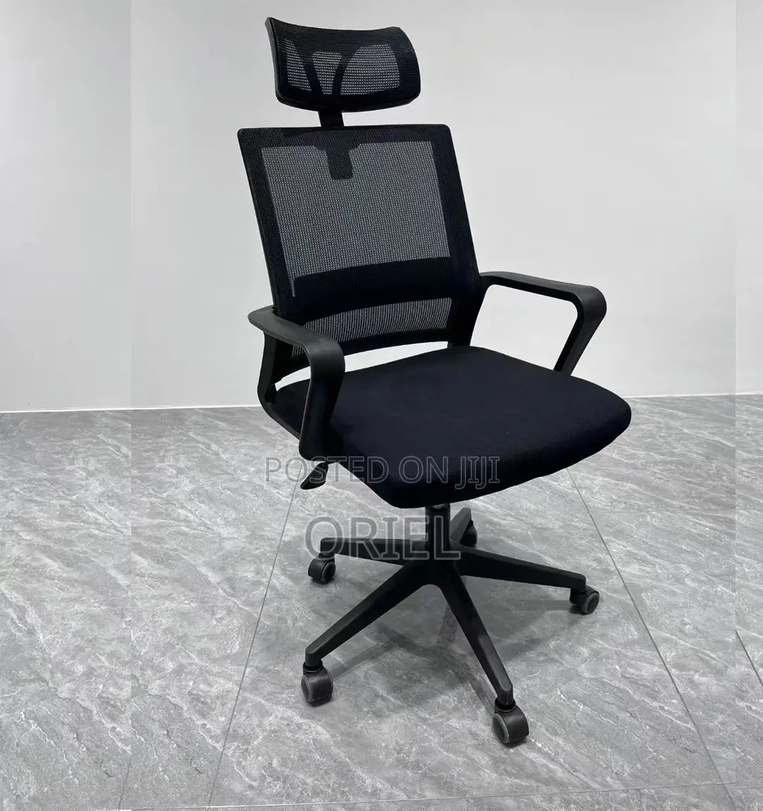 Office Chair : Fabric Ergonomic Office Chair With Adjustable Headrest