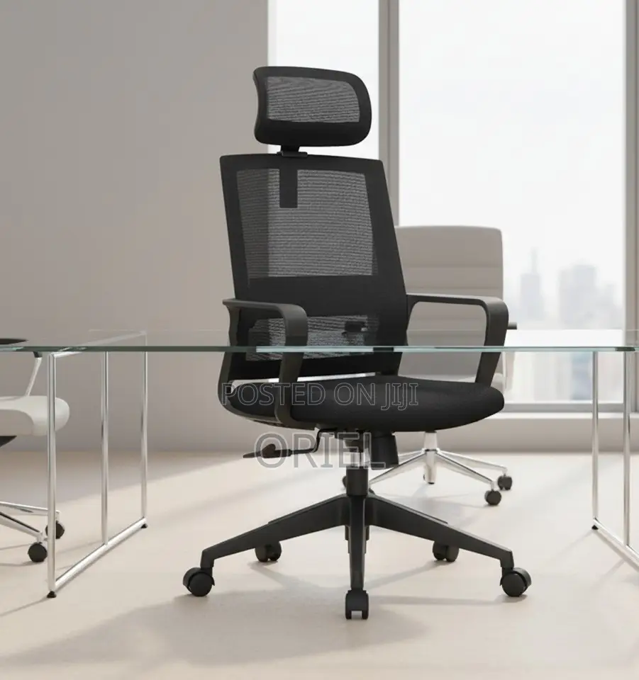 Office Chair : Fabric Ergonomic Office Chair With Adjustable Headrest