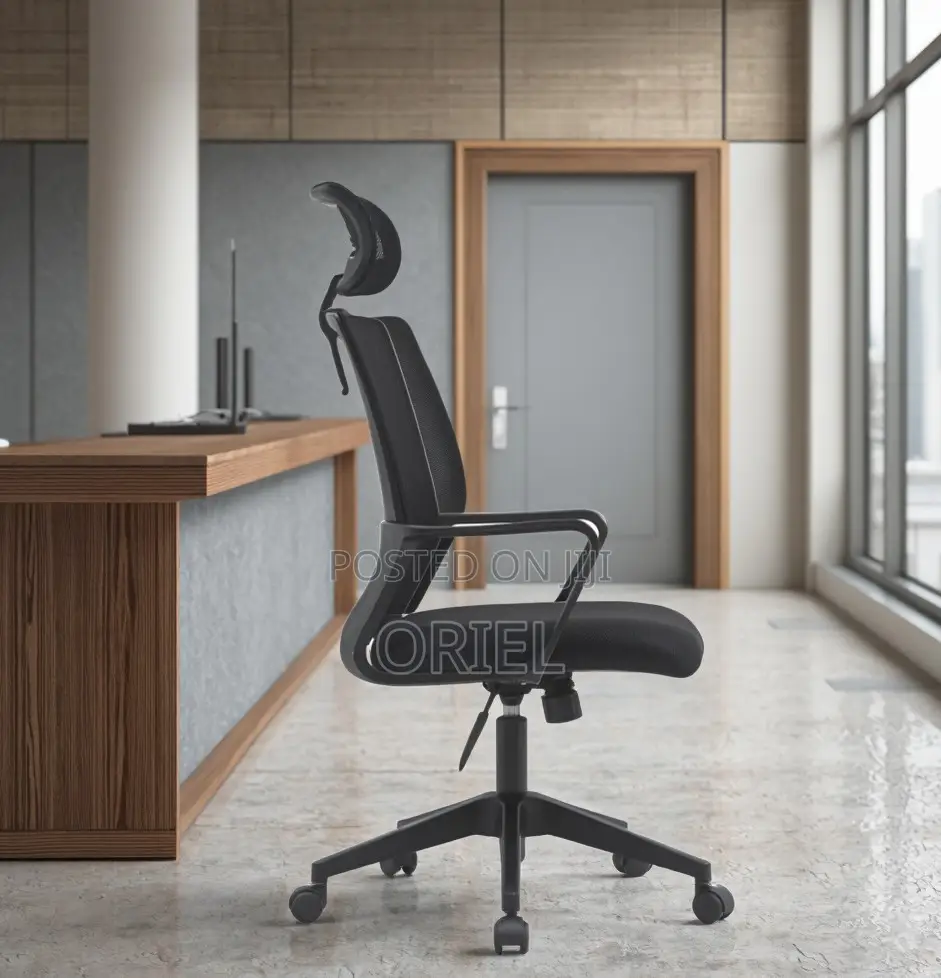 Office Chair : Fabric Ergonomic Office Chair With Adjustable Headrest