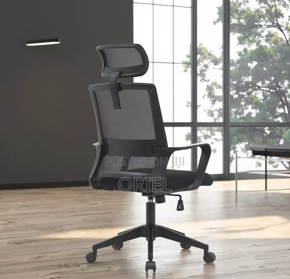 Office Chair : Fabric Ergonomic Office Chair With Adjustable Headrest