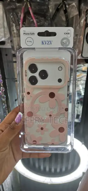 Xacop iPhone 17 Pro KVZV Magnetic Compatible Cover With Flowers -Pink