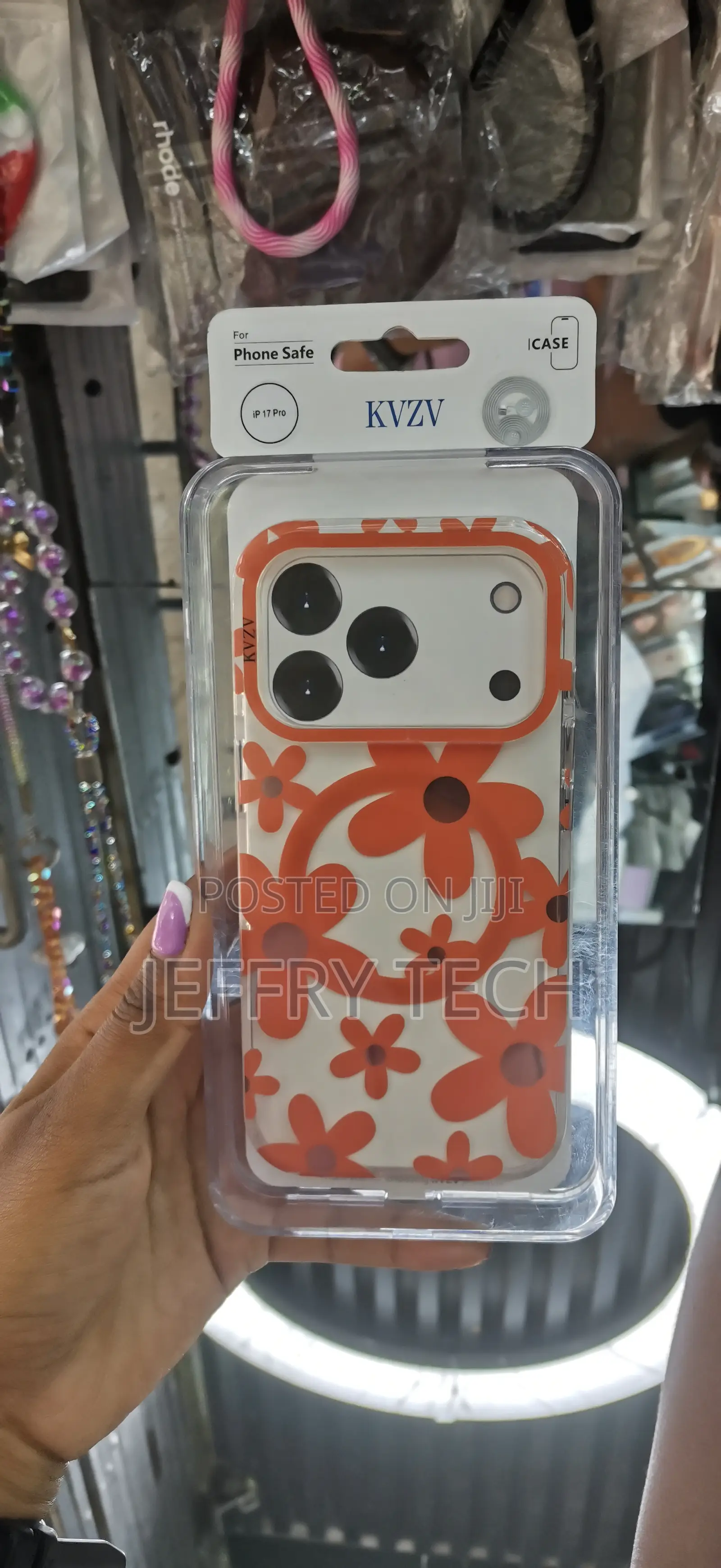 Leavo Magnetic Kvzzcase for iPhone 17 Pro Orange Flowers Case