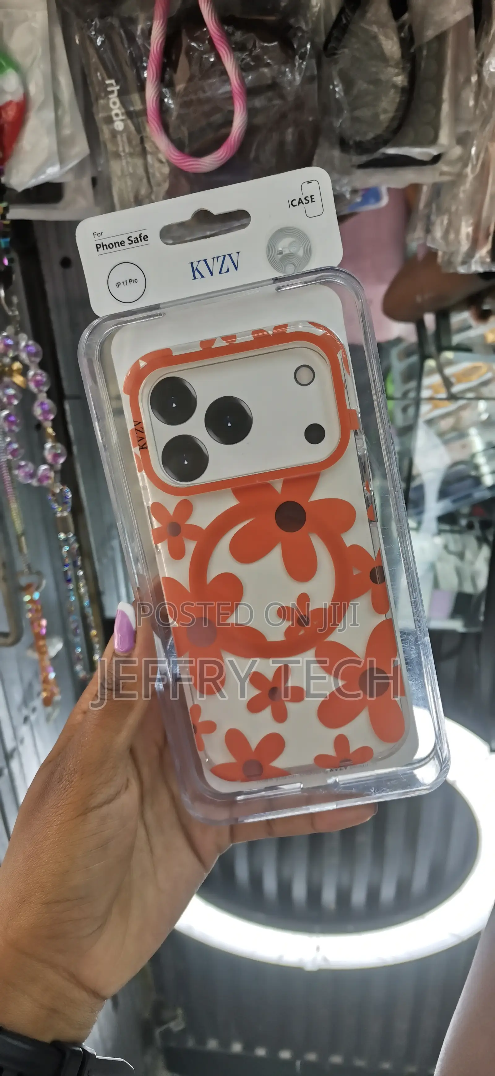 Leavo Magnetic Kvzzcase for iPhone 17 Pro Orange Flowers Case