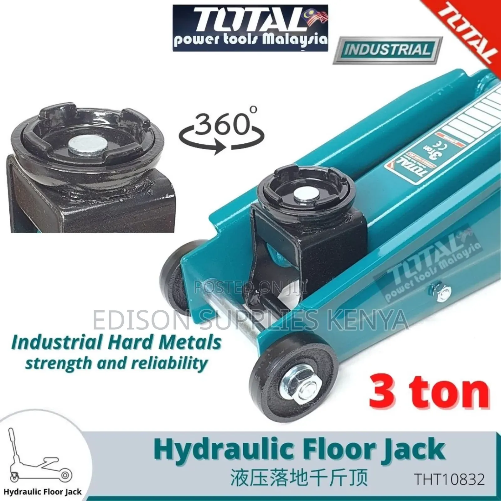 Total Hydraulic Trolley Jack 3ton Industrial Crocodile Floor Jacks