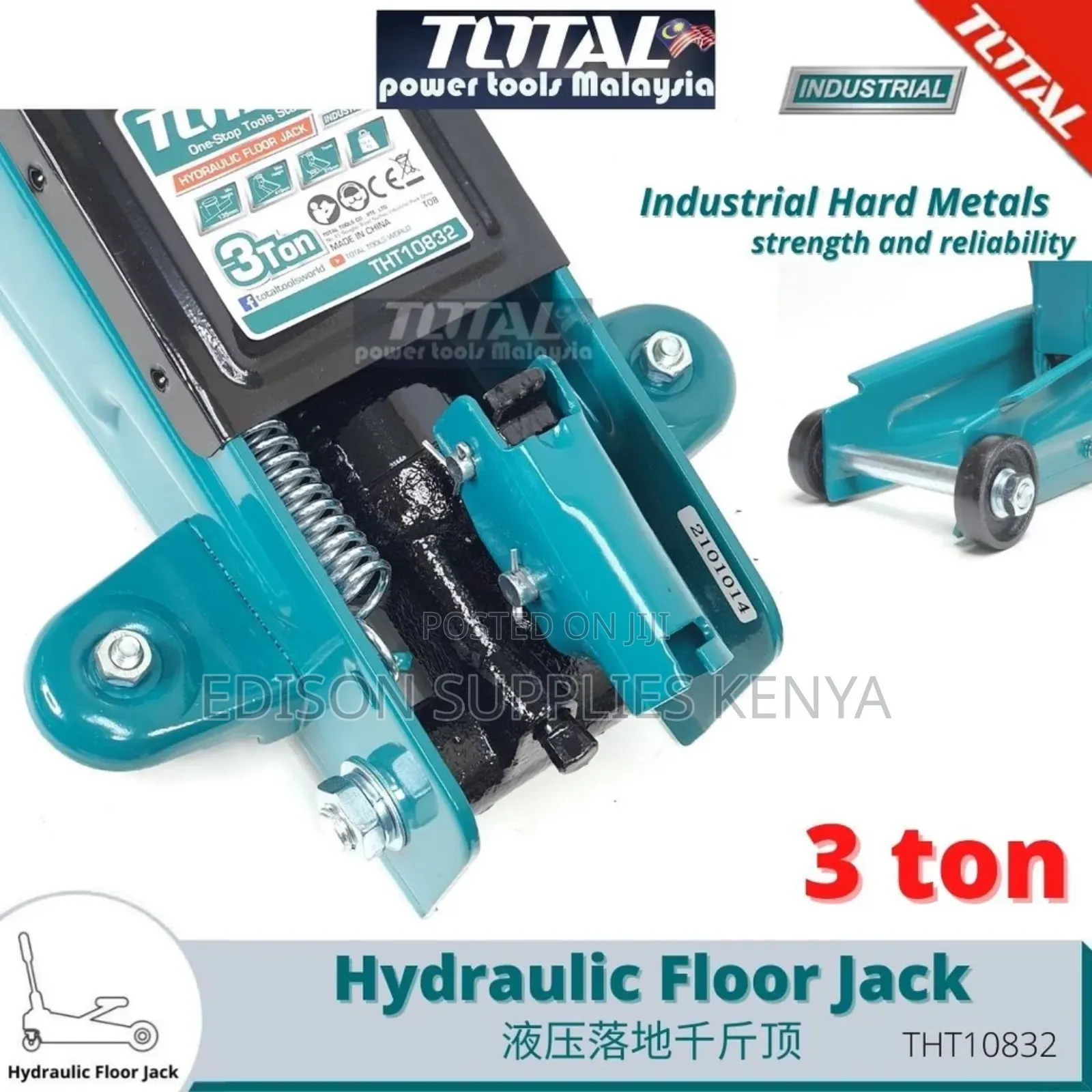 Total Hydraulic Trolley Jack 3ton Industrial Crocodile Floor Jacks