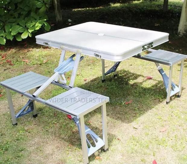 Aluminum Folding Picnic Table Set With Integrated Benches - main view