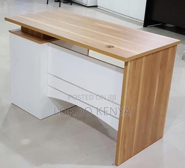 Office Desk; 1.2 M Lockable Designed Brown Wooden Office Desk