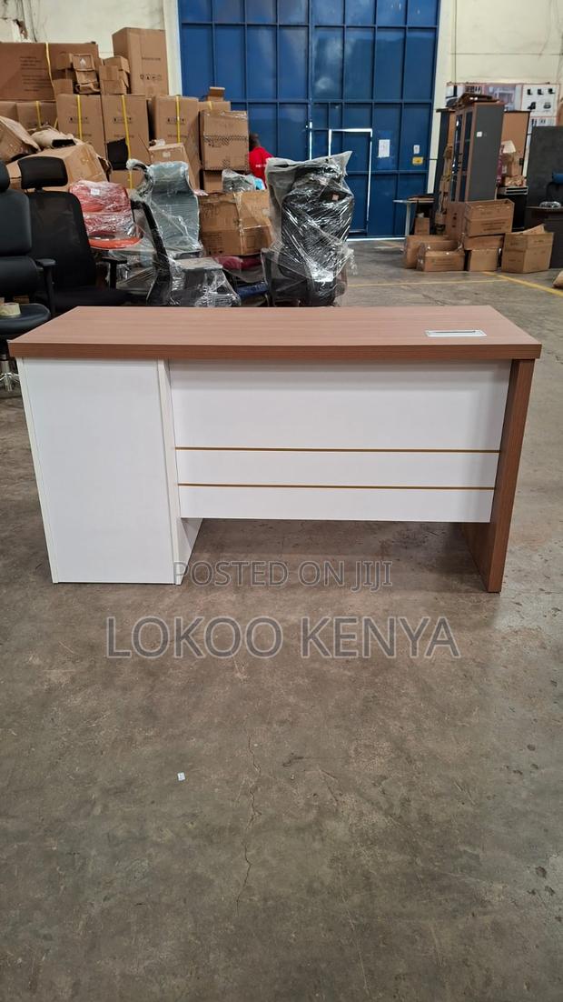 Office Desk; 1.2 M Lockable Designed Brown Wooden Office Desk - thumbnail 2