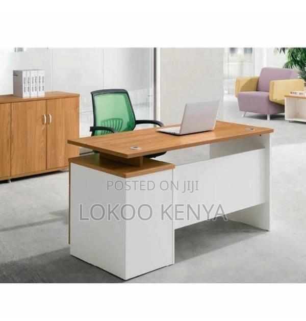 Office Desk; 1.2 M Lockable Designed Brown Wooden Office Desk - thumbnail 5