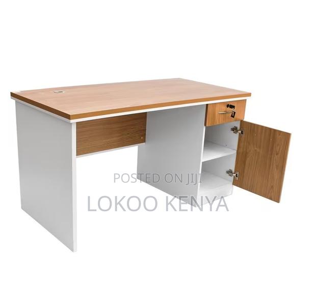 Office Desk; 1.2 M Lockable Designed Brown Wooden Office Desk - thumbnail 6