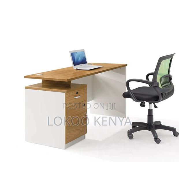 Office Desk; 1.2 M Lockable Designed Brown Wooden Office Desk - thumbnail 7