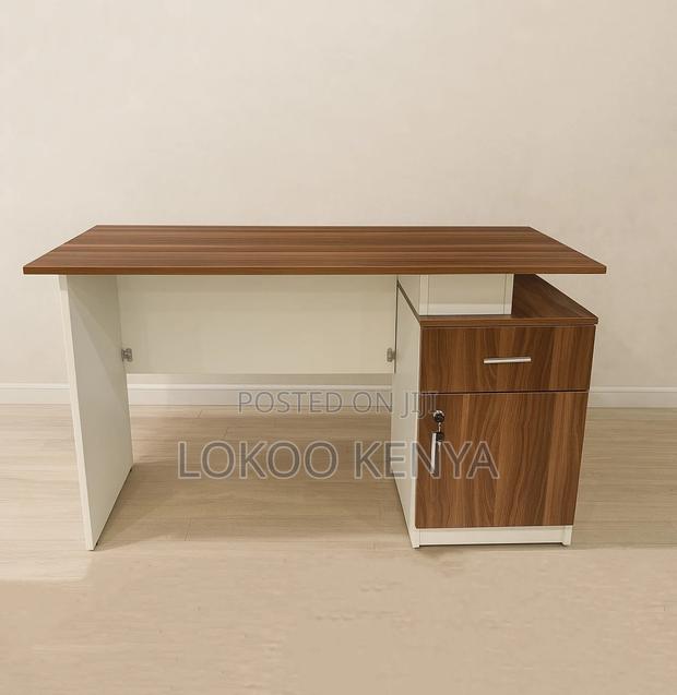 Office Desk; 1.2 M Lockable Designed Brown Wooden Office Desk - thumbnail 15