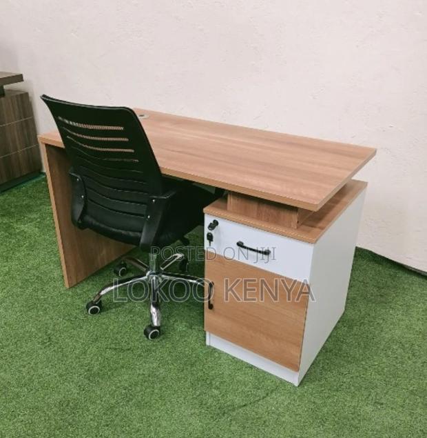 Office Desk; 1.2 M Lockable Designed Brown Wooden Office Desk - thumbnail 19