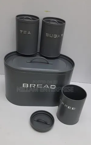 Unique and Elegant Bread Storage Bin With 3pcs Canisters