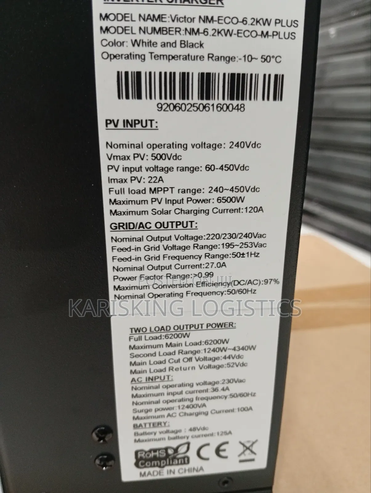 6kw Hybrid Inverter Solareon Inverter With Wifi Dongle