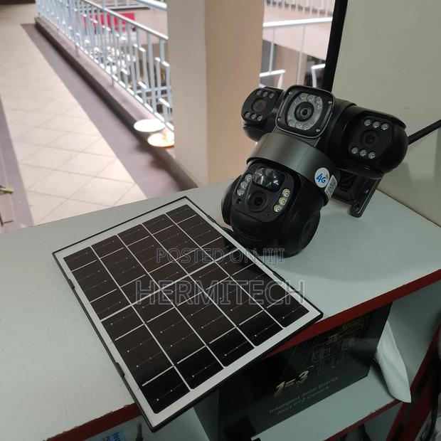 Triple Lens Solar Powered PTZ Surveillance Security Camera - thumbnail 3