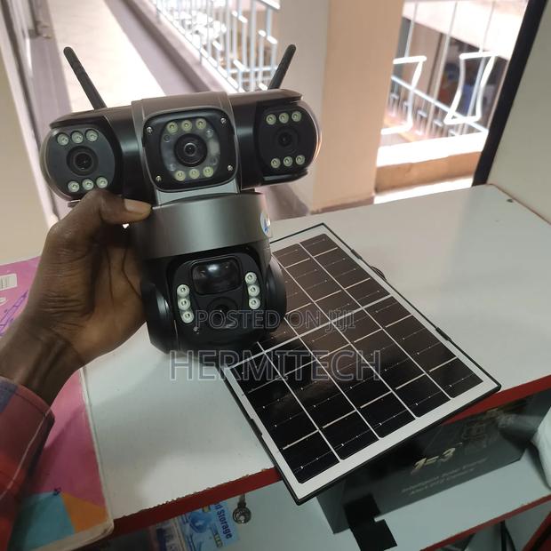 Triple Lens Solar Powered PTZ Surveillance Security CCTV - main view