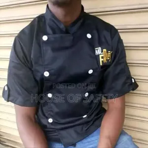 Maroon and Black Twill Cotton Shorts Sleeve Chef Shirts