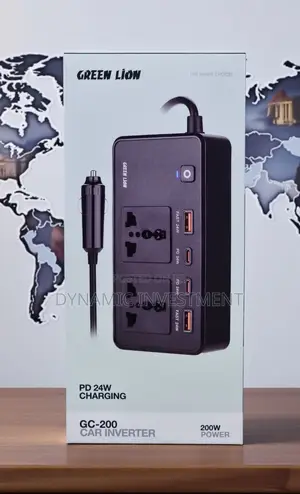 Green Lion Car Power Inverter 200w, 2×Ac 2×Usb-a 2×Usb-C Ports