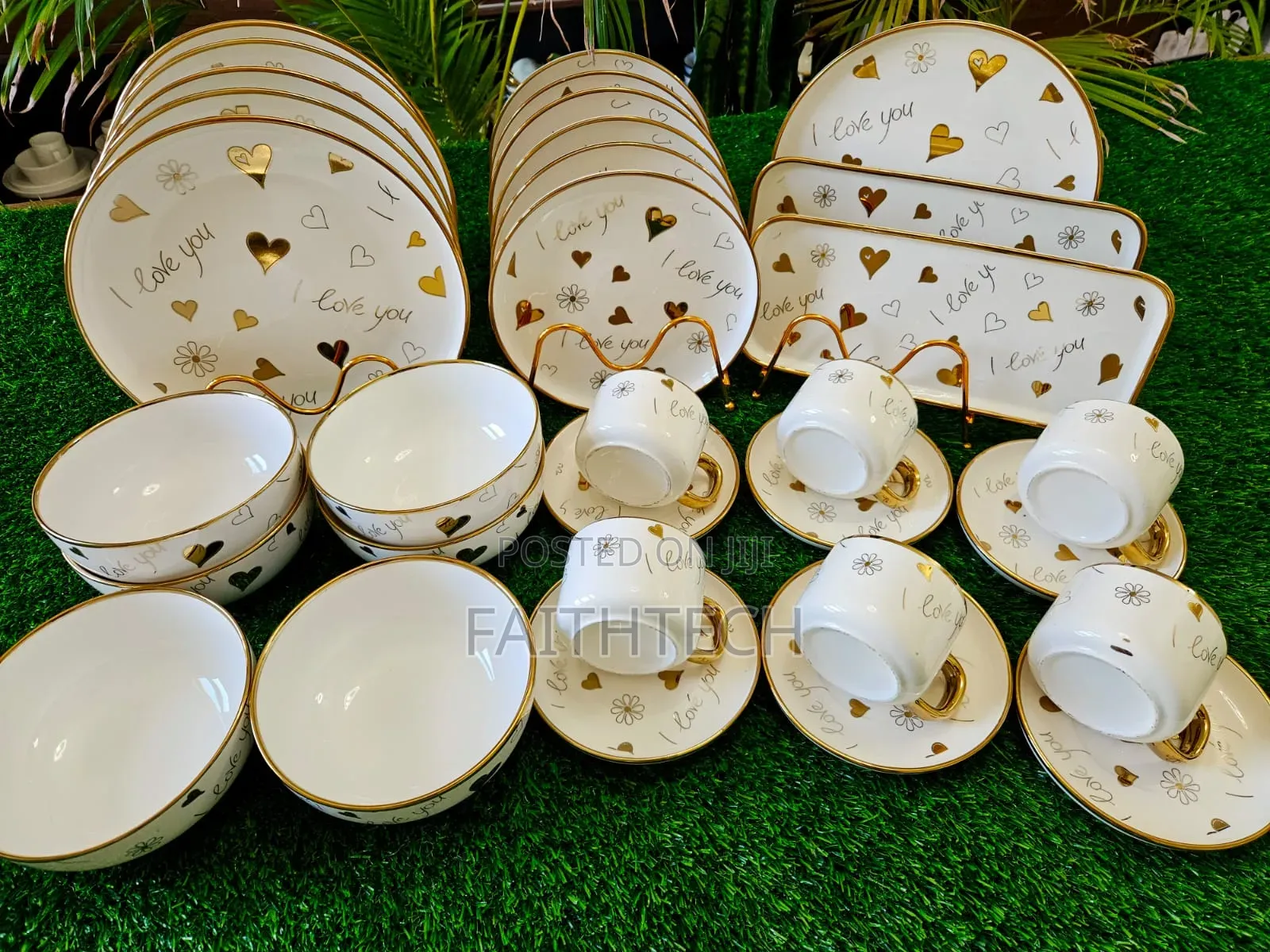 24 Pieces Gold Rimmed High Quality Dinner Set