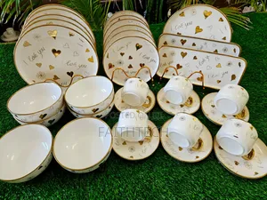 24 Pieces Gold Rimmed High Quality Dinner Set