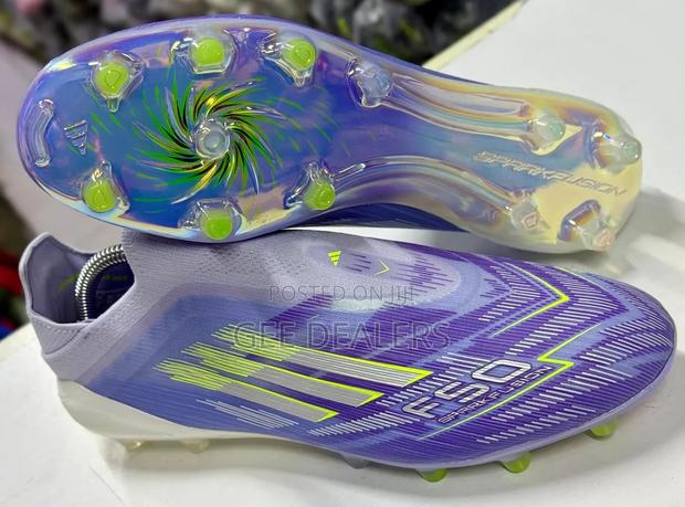 Purple Laceless Football Boots, Adidas F50 Soccer Cleats