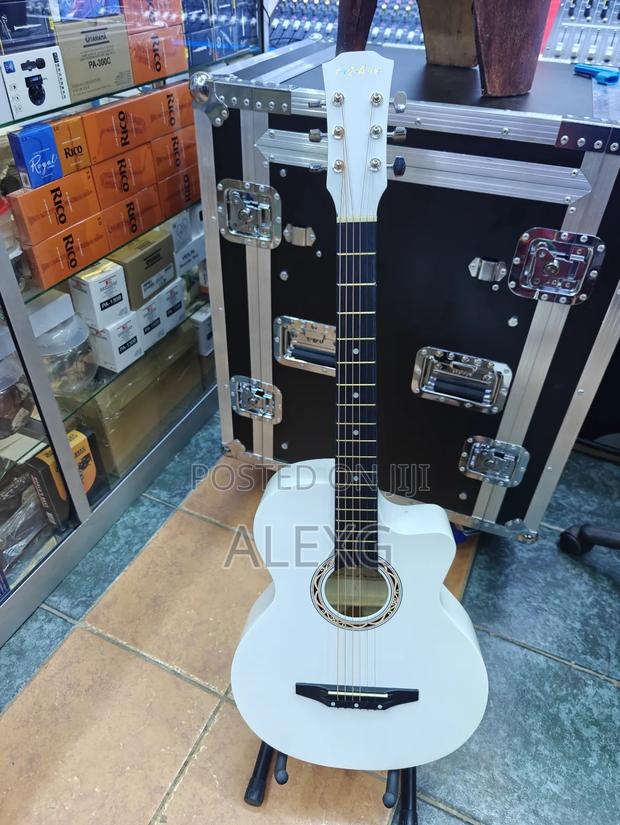 White Acoustic Guitar - main view