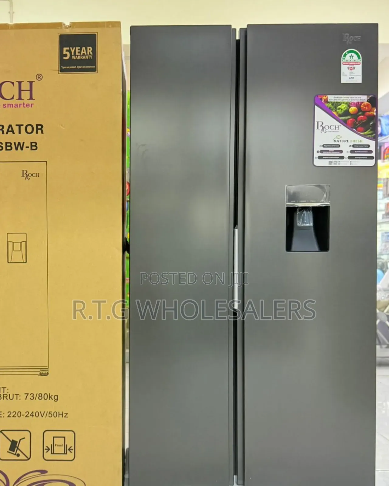 Roch Side by Side 439litres Arfr-540sbw-B Refrigerator With Dispenser