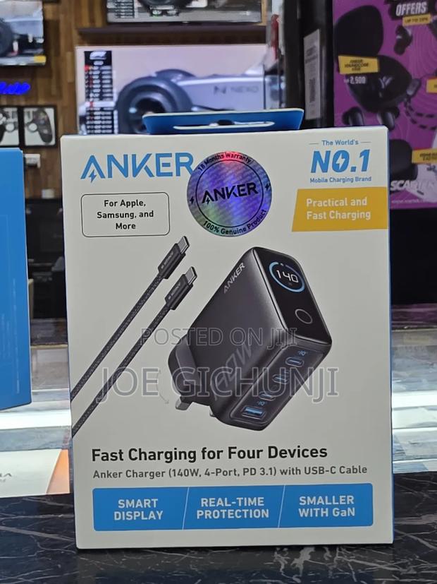 Anker Charger (140w, 4-Port, Pd 3.1) With Usb-C Cable