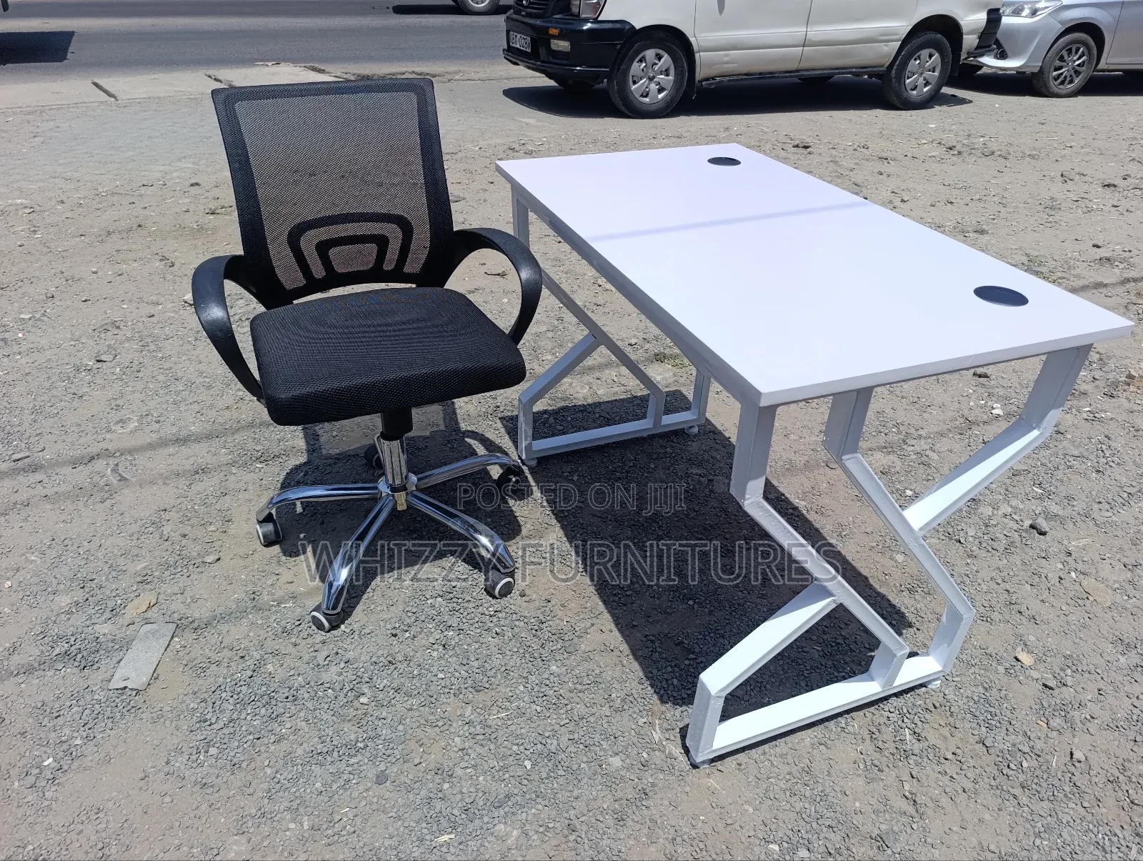 Metallic Executive Office Table + Chair