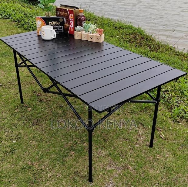 Outdoor Table; Black Generic Picnic-Outdoor Folding Table