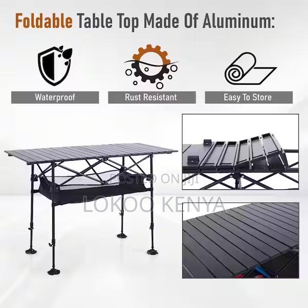 Outdoor Table; Black Generic Picnic-Outdoor Folding Table - thumbnail 3