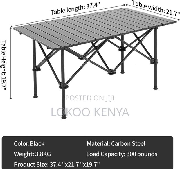 Outdoor Table; Black Generic Picnic-Outdoor Folding Table - thumbnail 8