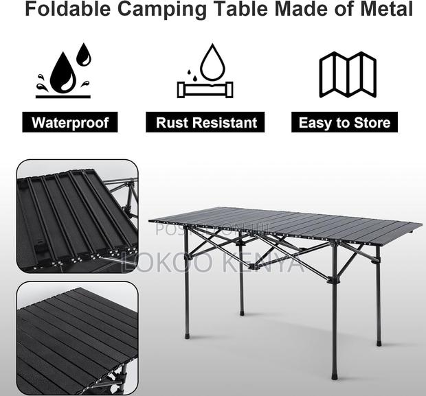Outdoor Table; Black Generic Picnic-Outdoor Folding Table - thumbnail 9